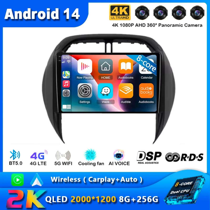 Android 14 Carplay Car Radio For TOYOTA RAV4 2003 2004 2005 Navigation Multimedia Player Stereo W...