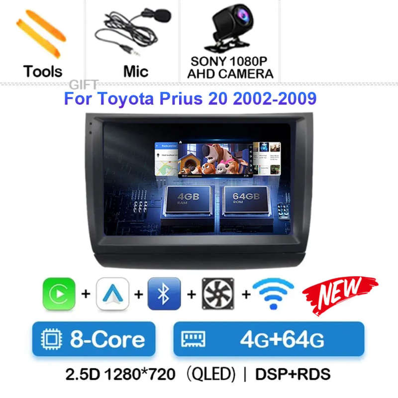 Android 14 Carplay Car Radio For Toyota Prius 20 2002 - 2009 Navigation Multimedia Player Stereo ...