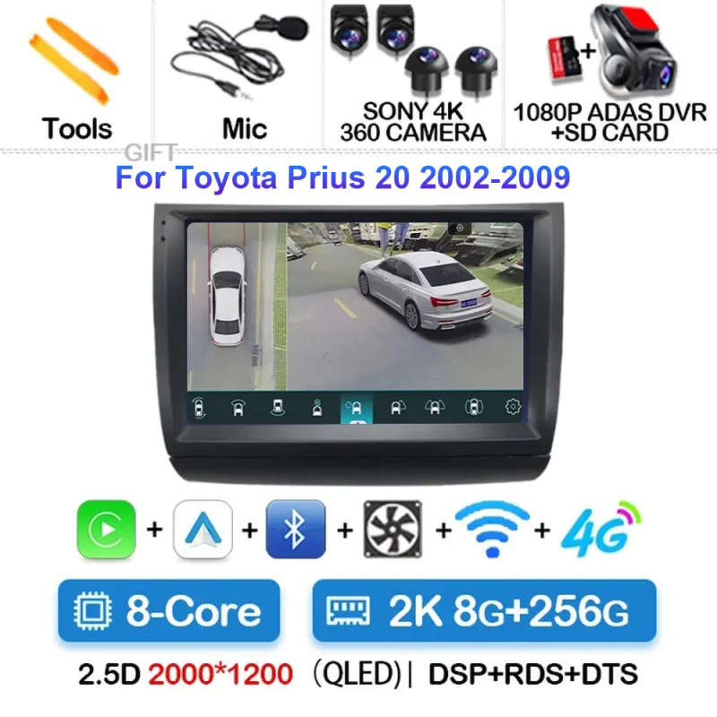 Android 14 Carplay Car Radio For Toyota Prius 20 2002 - 2009 Navigation Multimedia Player Stereo ...