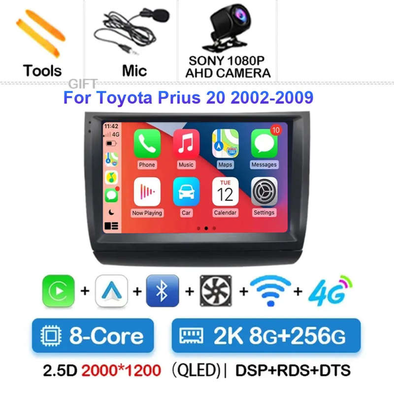 Android 14 Carplay Car Radio For Toyota Prius 20 2002 - 2009 Navigation Multimedia Player Stereo ...