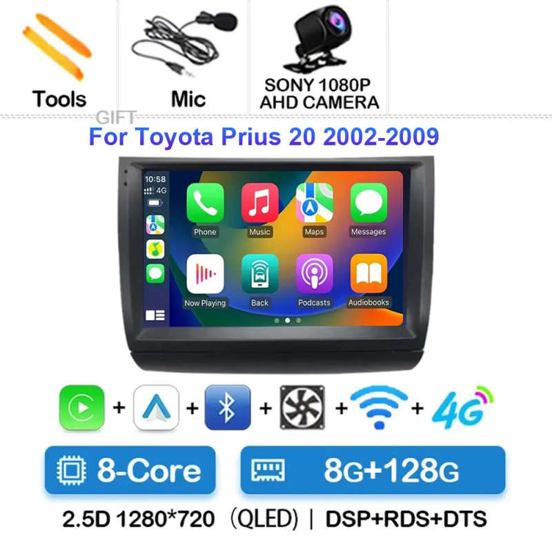 Android 14 Carplay Car Radio For Toyota Prius 20 2002 - 2009 Navigation Multimedia Player Stereo ...