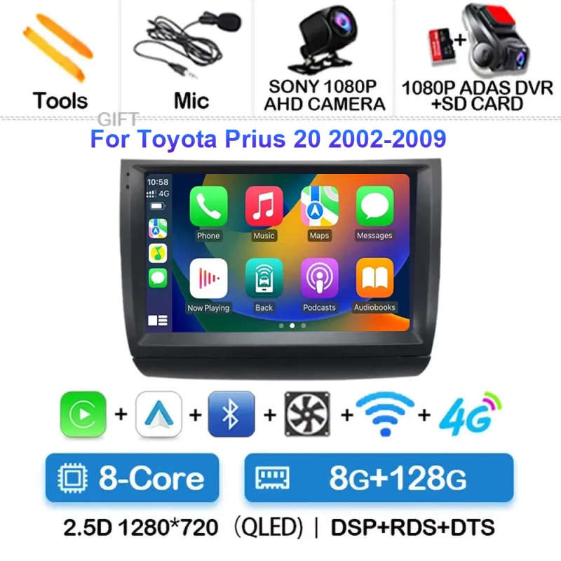 Android 14 Carplay Car Radio For Toyota Prius 20 2002 - 2009 Navigation Multimedia Player Stereo ...
