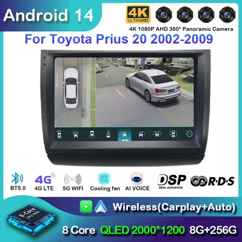 Android 14 Carplay Car Radio For Toyota Prius 20 2002 - 2009 Navigation Multimedia Player Stereo ...