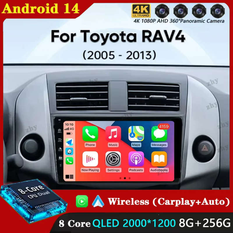 Android 14 Carplay Car Radio For Toyota RAV4 Rav 4 2005 2006 2007 - 2016 Navigation GPS Multimedi...