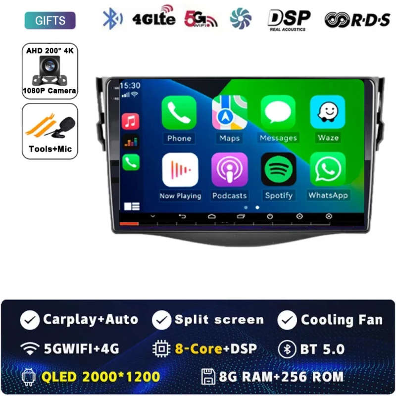 Android 14 Carplay Car Radio For Toyota RAV4 Rav 4 2005 2006 2007 - 2016 Navigation GPS Multimedi...