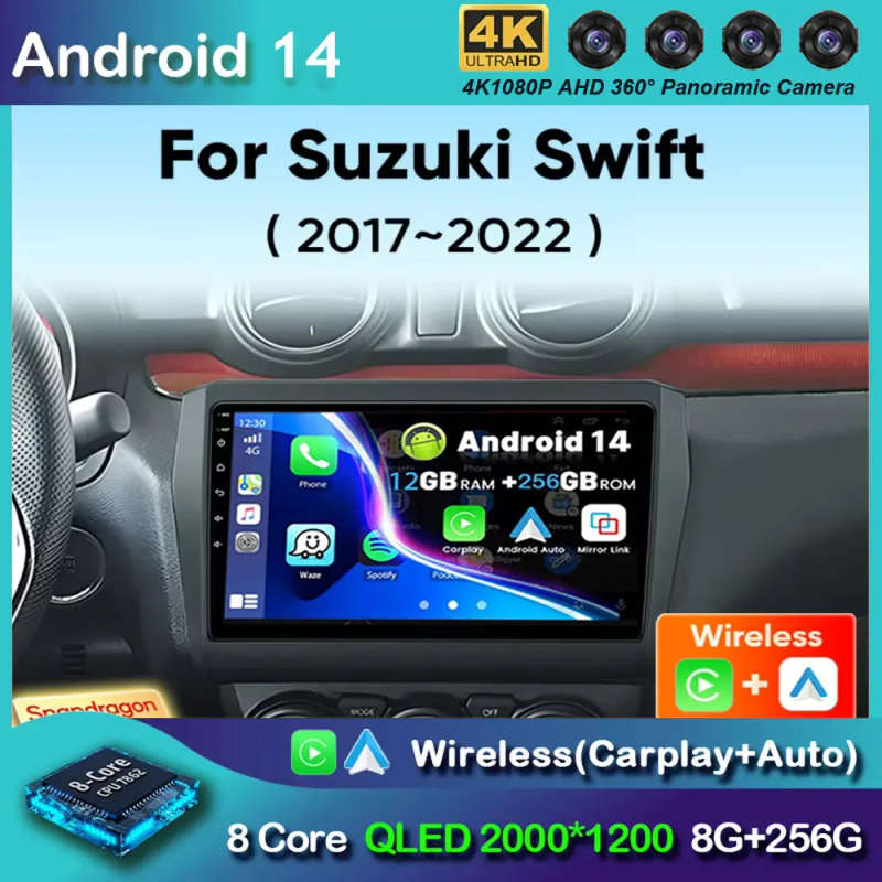 Android 14 Carplay DSP Car Radio For Suzuki Swift 2016 2017 2018 2019 2020 2021 Navigation Multim...
