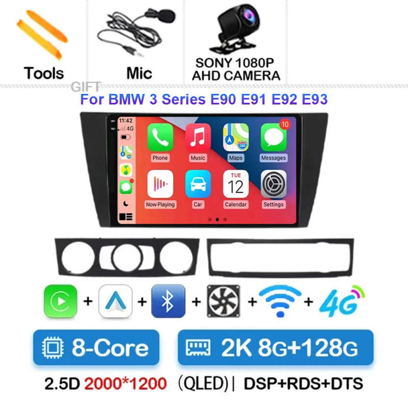 Android 14 For BMW E90 E91 E92 E93 3 Car Radio Navigation Multimedia Player Stereo GPS WiFi+4G wi...