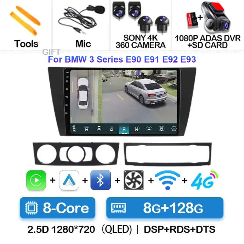Android 14 For BMW E90 E91 E92 E93 3 Car Radio Navigation Multimedia Player Stereo GPS WiFi+4G wi...