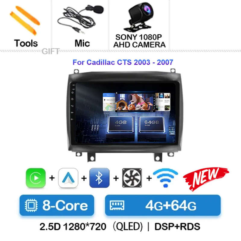 Android 14 For Cadillac CTS 2003 - 2007 Car Radio Multimedia System Navigation GPS Auto Carplay W...
