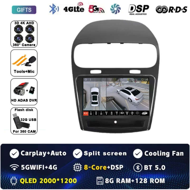 Android 14 For Dodge Journey JC 2011 - 2020 Car Radio Multimedia Player Stereo Wireless Carplay N...