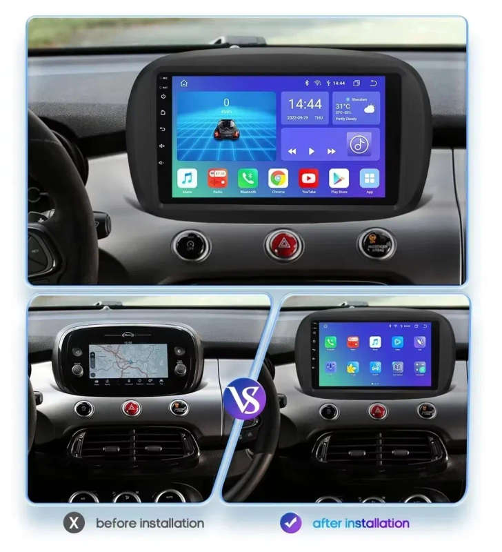 Android 14 For Fiat 500X 2014 2015 2016 2017 - 2020 Car Radio Navigation Multimedia Player GPS Wi...