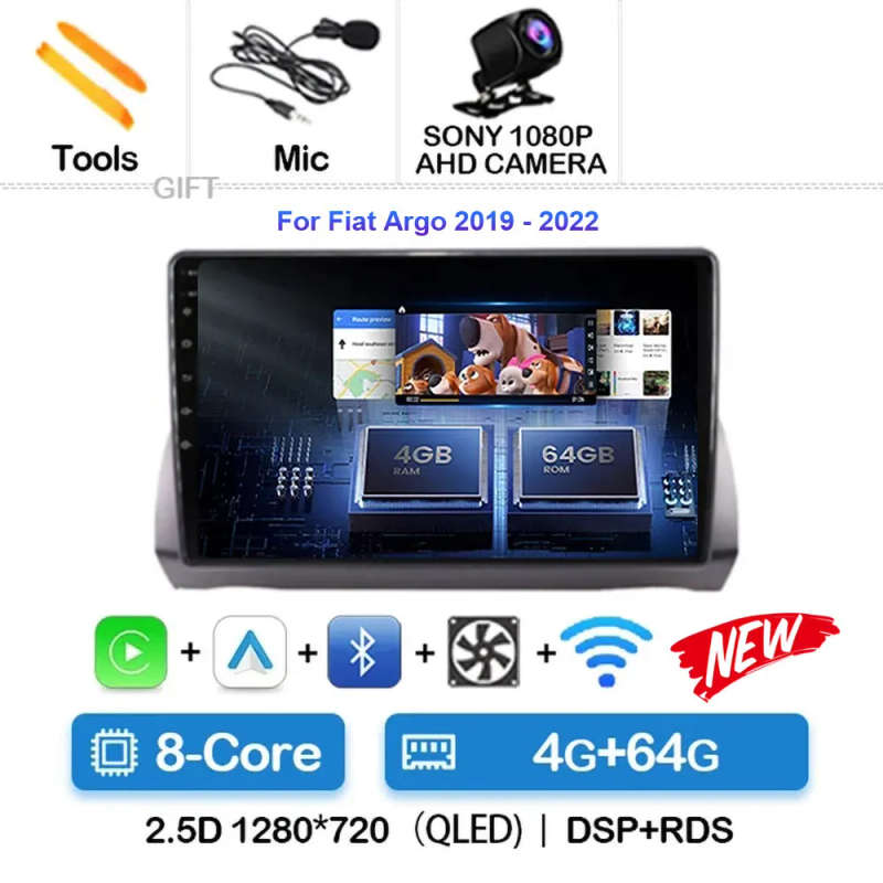 Android 14 For Fiat Argo 2019 - 2022 Video Player Stereo Multimedia Navigation WIFI Car Radio Car...