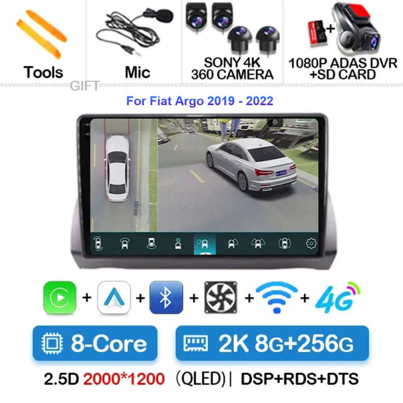 Android 14 For Fiat Argo 2019 - 2022 Video Player Stereo Multimedia Navigation WIFI Car Radio Car...