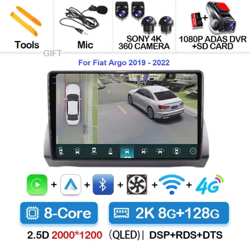 Android 14 For Fiat Argo 2019 - 2022 Video Player Stereo Multimedia Navigation WIFI Car Radio Car...
