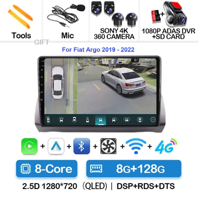 Android 14 For Fiat Argo 2019 - 2022 Video Player Stereo Multimedia Navigation WIFI Car Radio Car...
