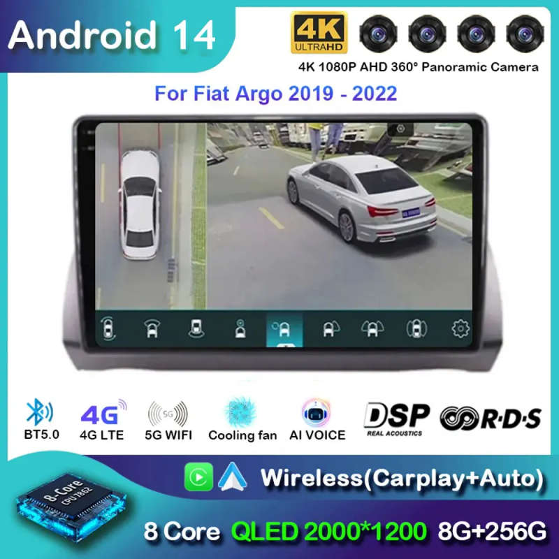 Android 14 For Fiat Argo 2019 - 2022 Video Player Stereo Multimedia Navigation WIFI Car Radio Car...