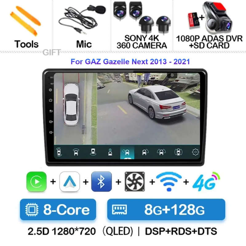Android 14 For GAZ Gazelle Next 2013 - 2021 Car Radio Multimedia Video Player Navigation GPS Carp...