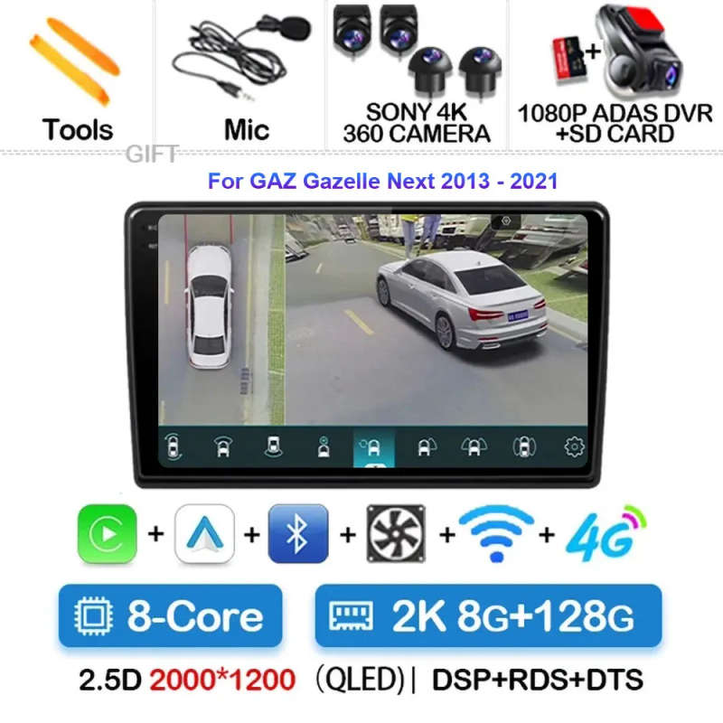Android 14 For GAZ Gazelle Next 2013 - 2021 Car Radio Multimedia Video Player Navigation GPS Carp...