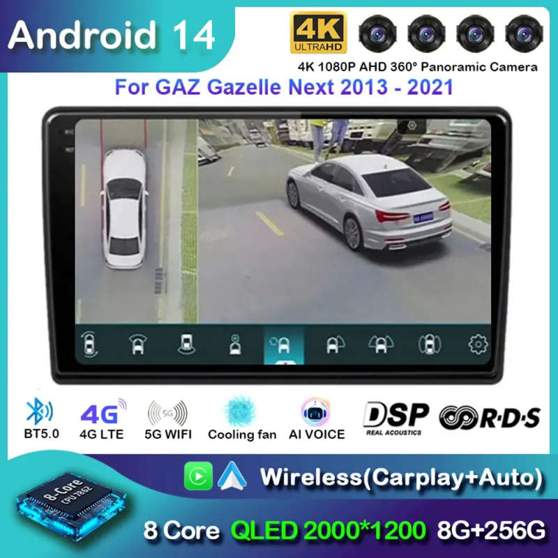 Android 14 For GAZ Gazelle Next 2013 - 2021 Car Radio Multimedia Video Player Navigation GPS Carp...
