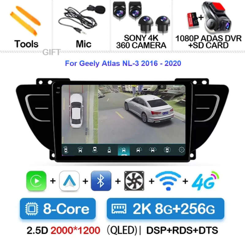 Android 14 For Geely Atlas NL-3 2016 - 2020 Car Radio Multimedia Video Player Navigation stereo G...