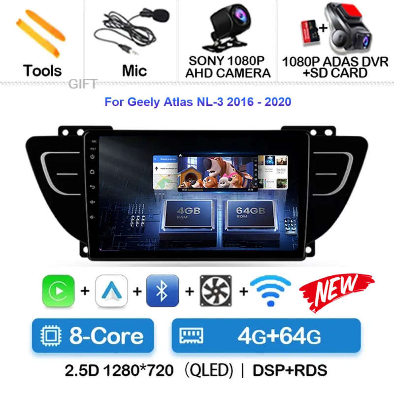 Android 14 For Geely Atlas NL-3 2016 - 2020 Car Radio Multimedia Video Player Navigation stereo G...