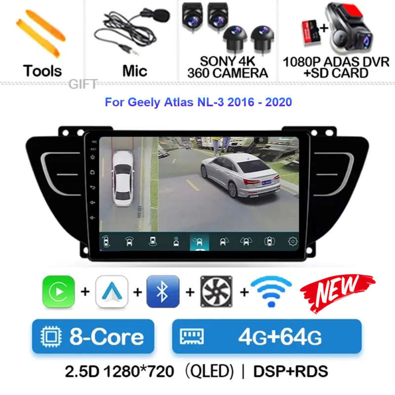 Android 14 For Geely Atlas NL-3 2016 - 2020 Car Radio Multimedia Video Player Navigation stereo G...