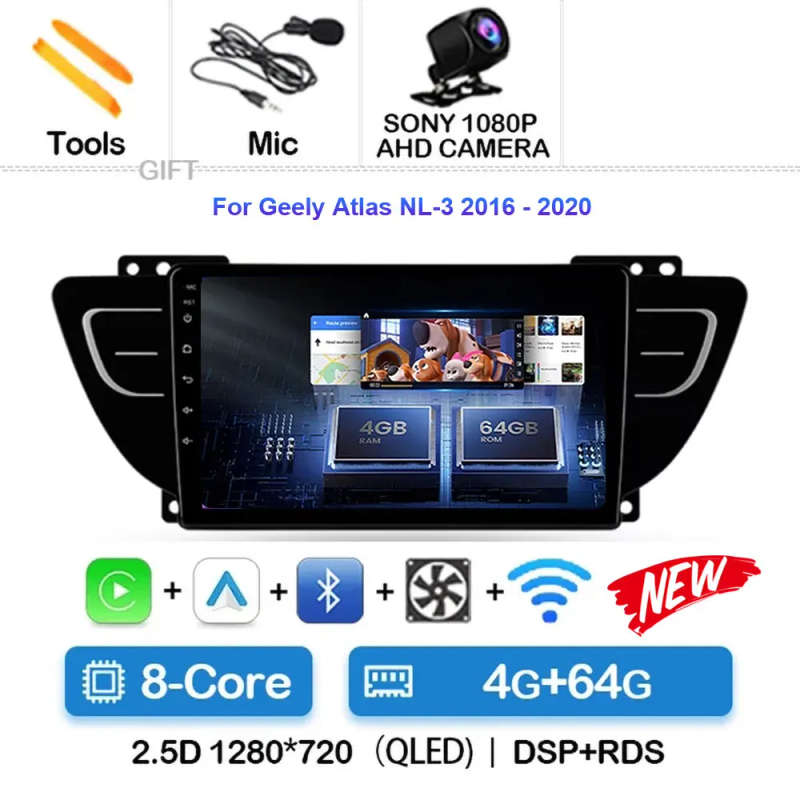 Android 14 For Geely Atlas NL-3 2016 - 2020 Car Radio Multimedia Video Player Navigation stereo G...