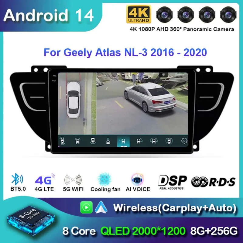 Android 14 For Geely Atlas NL-3 2016 - 2020 Car Radio Multimedia Video Player Navigation stereo G...