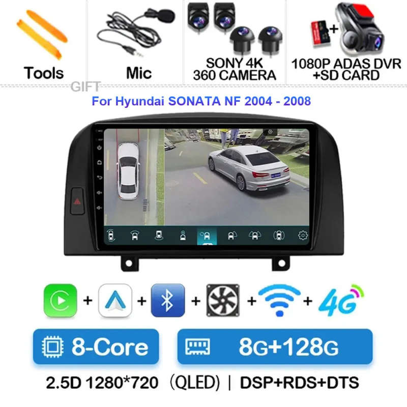 Android 14 For Hyundai SONATA NF 2004 2005 2006 - 2008 Car Radio Navigation Multimedia Player Ste...