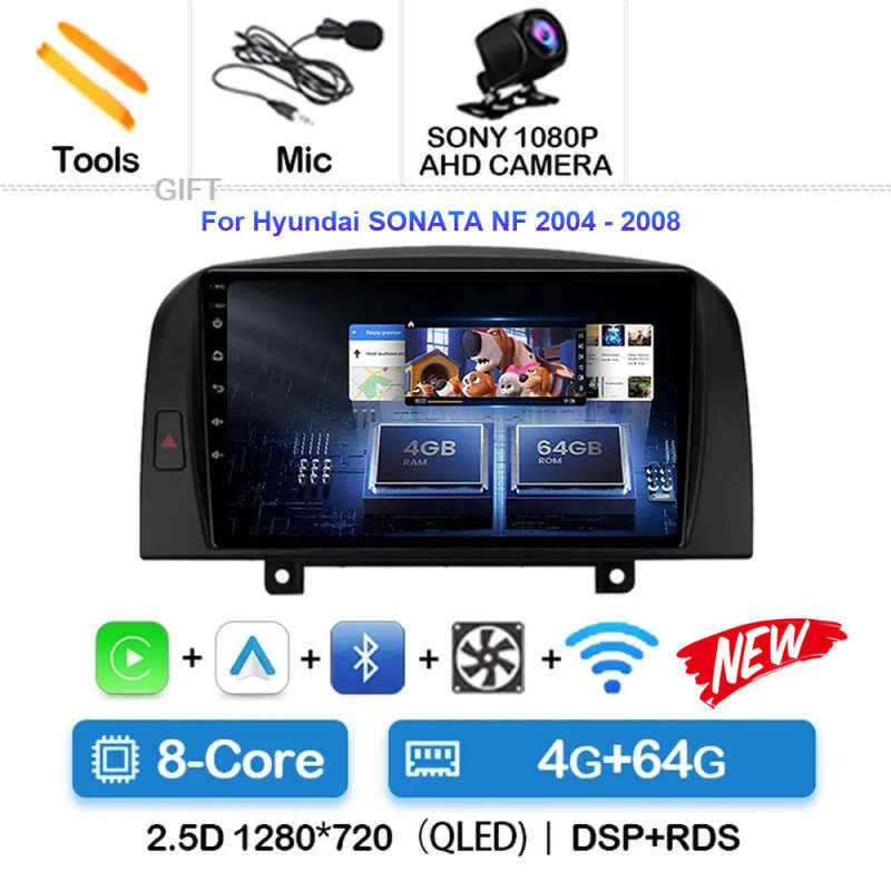 Android 14 For Hyundai SONATA NF 2004 2005 2006 - 2008 Car Radio Navigation Multimedia Player Ste...
