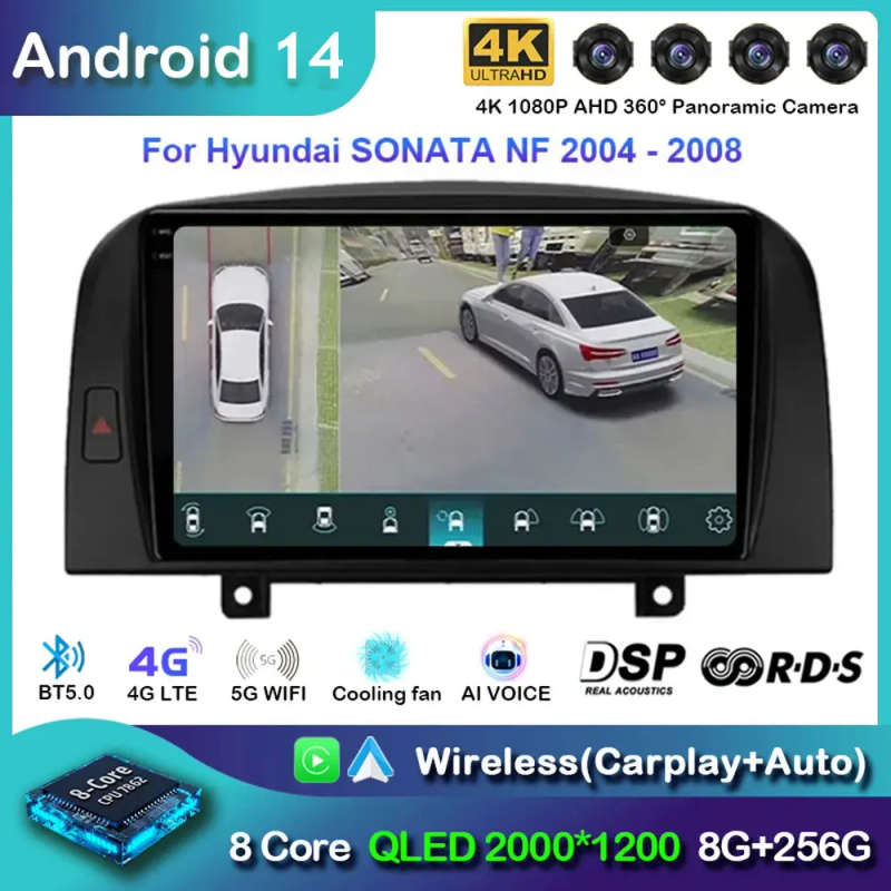 Android 14 For Hyundai SONATA NF 2004 2005 2006 - 2008 Car Radio Navigation Multimedia Player Ste...