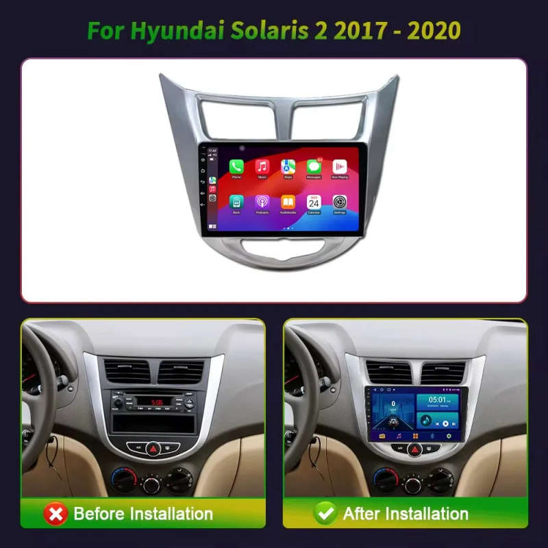Android 14 For Hyundai Solaris 1 2010 - 2016 Car Radio Multimedia Video Player Navigation stereo ...