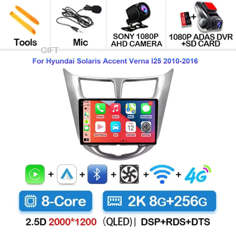 Android 14 For Hyundai Solaris 1 2010 - 2016 Car Radio Multimedia Video Player Navigation stereo ...