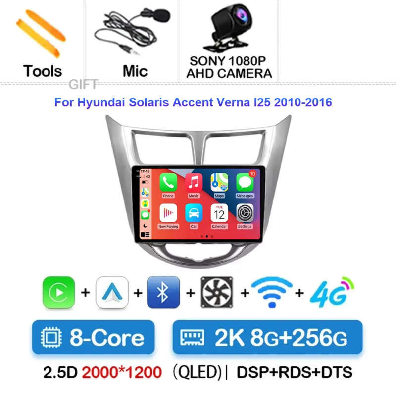 Android 14 For Hyundai Solaris 1 2010 - 2016 Car Radio Multimedia Video Player Navigation stereo ...