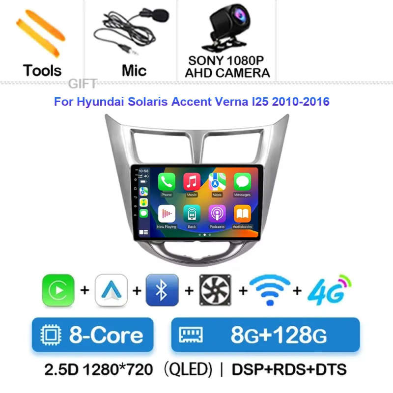 Android 14 For Hyundai Solaris 1 2010 - 2016 Car Radio Multimedia Video Player Navigation stereo ...