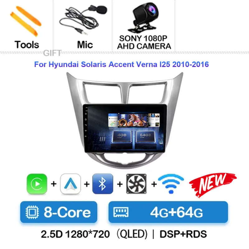 Android 14 For Hyundai Solaris 1 2010 - 2016 Car Radio Multimedia Video Player Navigation stereo ...