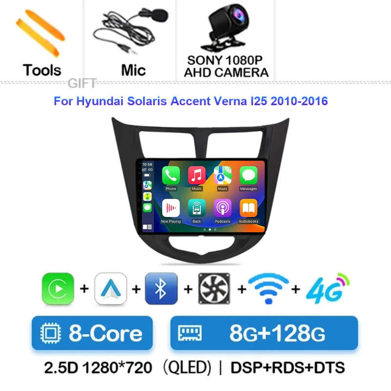 Android 14 For Hyundai Solaris 1 2010 - 2016 Car Radio Multimedia Video Player Navigation stereo ...