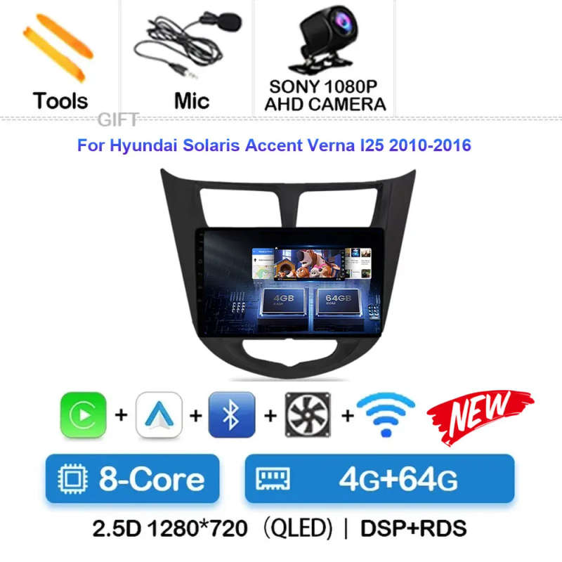 Android 14 For Hyundai Solaris 1 2010 - 2016 Car Radio Multimedia Video Player Navigation stereo ...