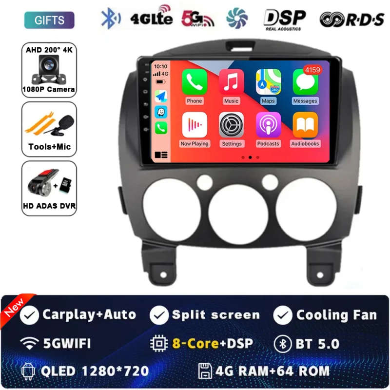 Android 14 For MAZDA 2 Mazda2 2007 - 2014 Car Radio Stereo Multimedia Navigation GPS Video Player...