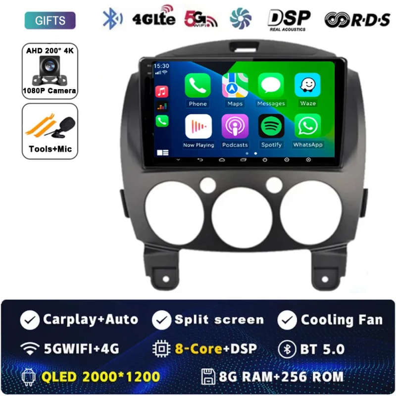 Android 14 For MAZDA 2 Mazda2 2007 - 2014 Car Radio Stereo Multimedia Navigation GPS Video Player...