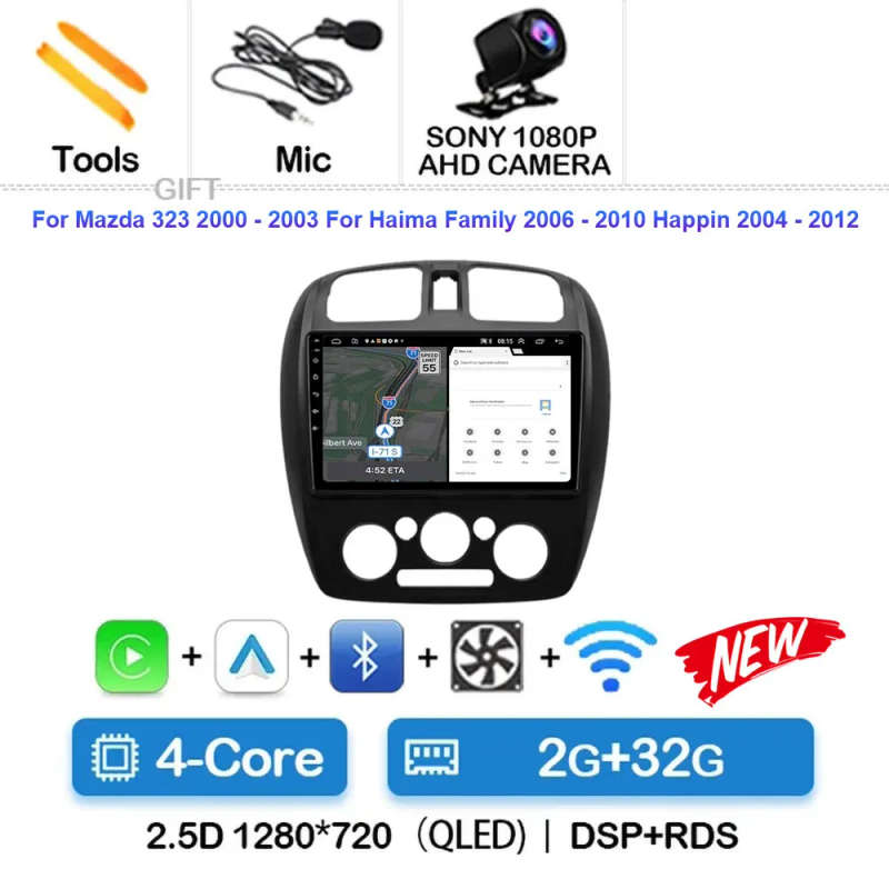 Android 14 For Mazda 323 2000 - 2003 Car Radio Navigation Multimedia Player Stereo GPS WiFi+4G wi...