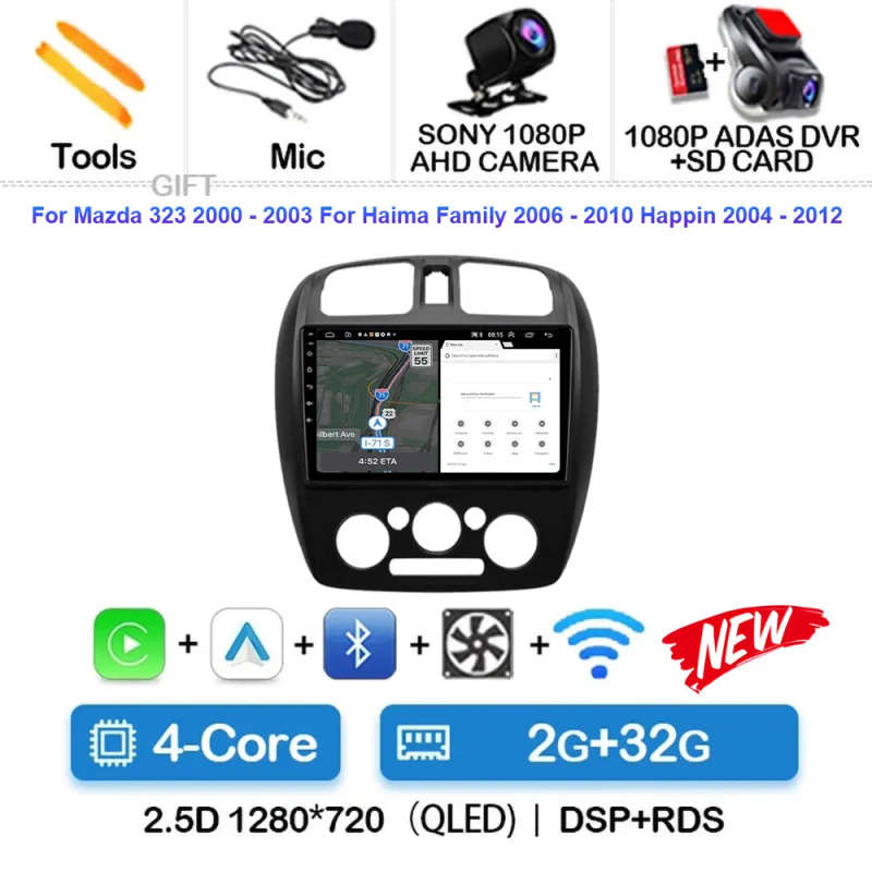 Android 14 For Mazda 323 2000 - 2003 Car Radio Navigation Multimedia Player Stereo GPS WiFi+4G wi...