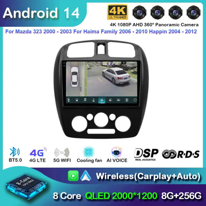 Android 14 For Mazda 323 2000 - 2003 Car Radio Navigation Multimedia Player Stereo GPS WiFi+4G wi...