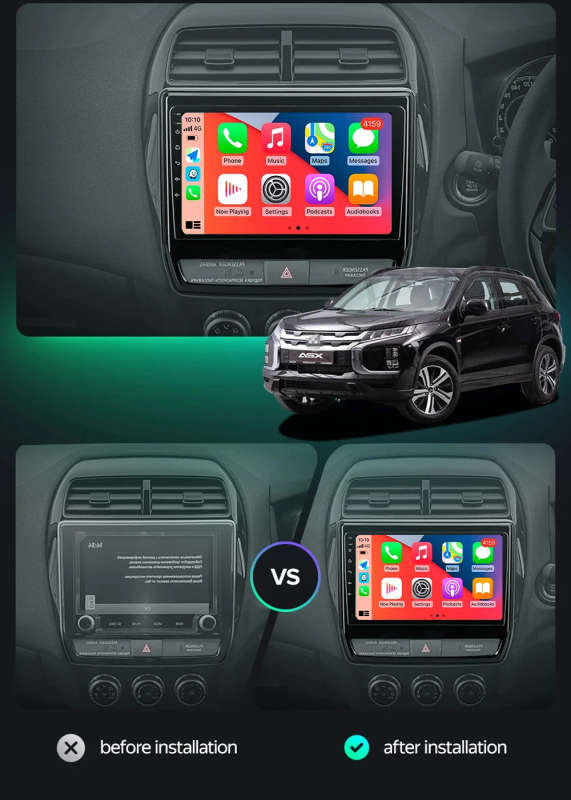 Android 14 For Mitsubishi ASX 2026-2021 2022 Car Radio Multimedia Video Player GPS Navigation Hea...