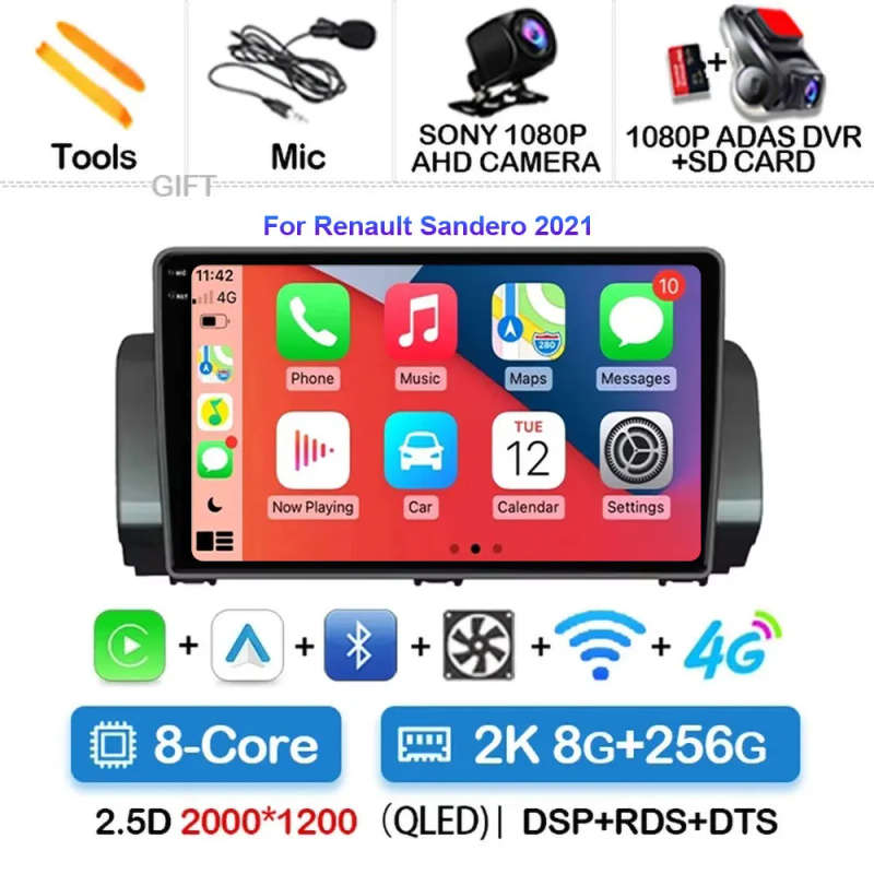Android 14 For Renault Sandero 2021 Car Radio Multimedia Navigation GPS WIFI+4G Auto Wireless Car...