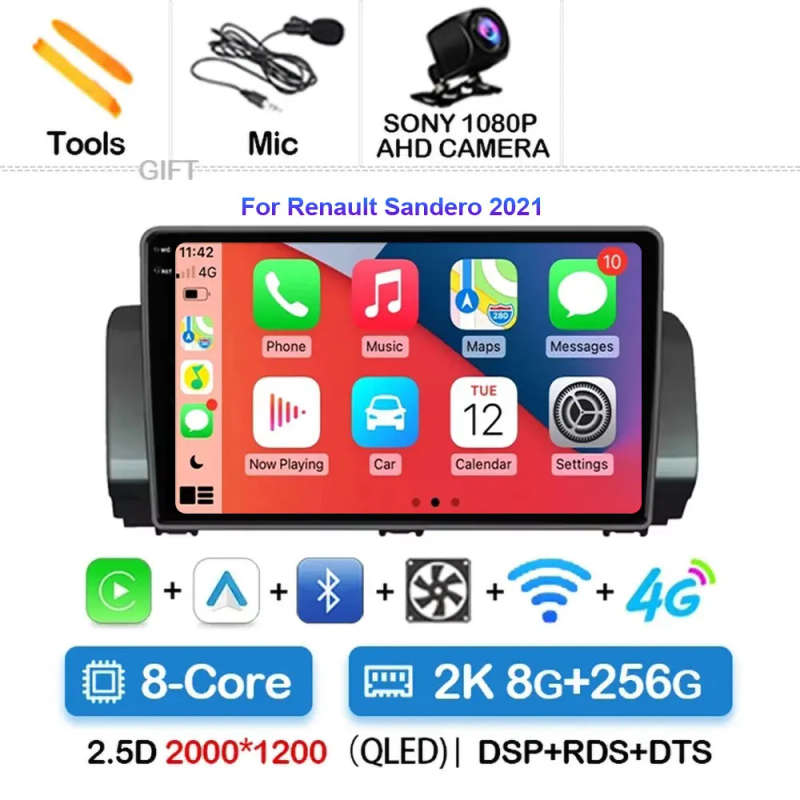 Android 14 For Renault Sandero 2021 Car Radio Multimedia Navigation GPS WIFI+4G Auto Wireless Car...