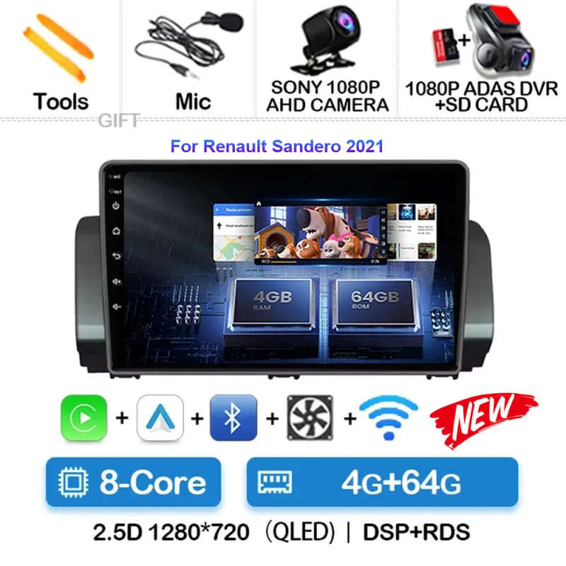 Android 14 For Renault Sandero 2021 Car Radio Multimedia Navigation GPS WIFI+4G Auto Wireless Car...