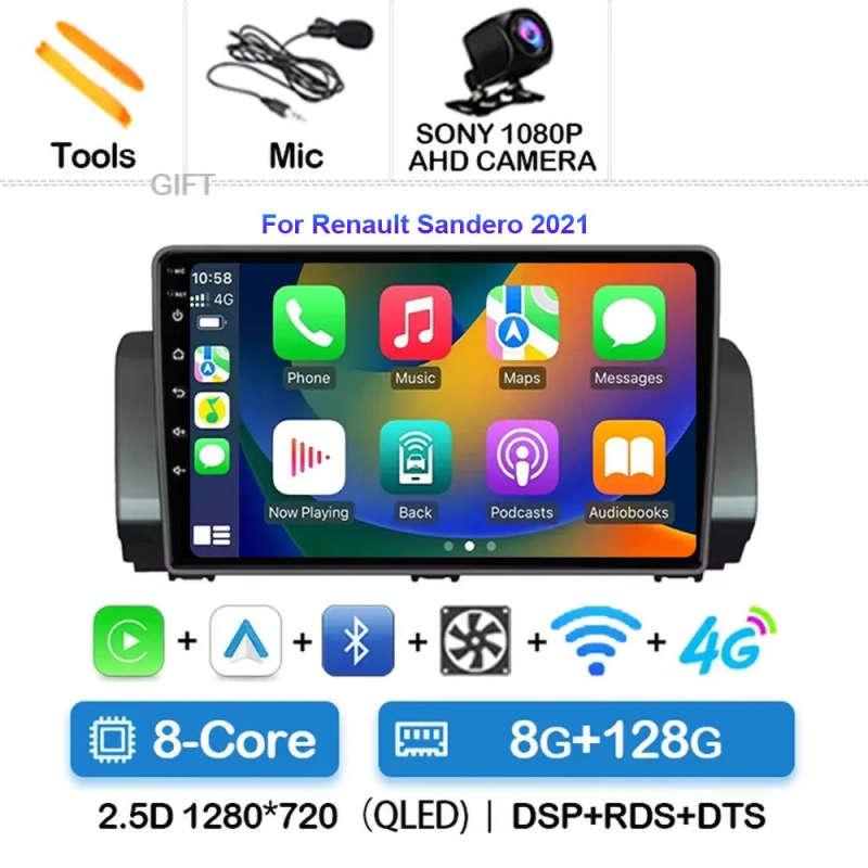 Android 14 For Renault Sandero 2021 Car Radio Multimedia Navigation GPS WIFI+4G Auto Wireless Car...