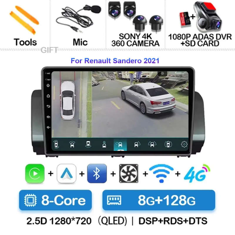 Android 14 For Renault Sandero 2021 Car Radio Multimedia Navigation GPS WIFI+4G Auto Wireless Car...
