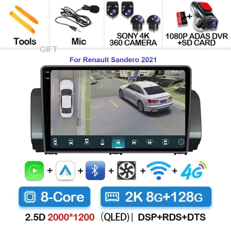 Android 14 For Renault Sandero 2021 Car Radio Multimedia Navigation GPS WIFI+4G Auto Wireless Car...